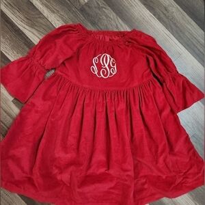 MADECORDUROY Red Dress Monogrammed sPg Size 4 Bell Sleeve Dress